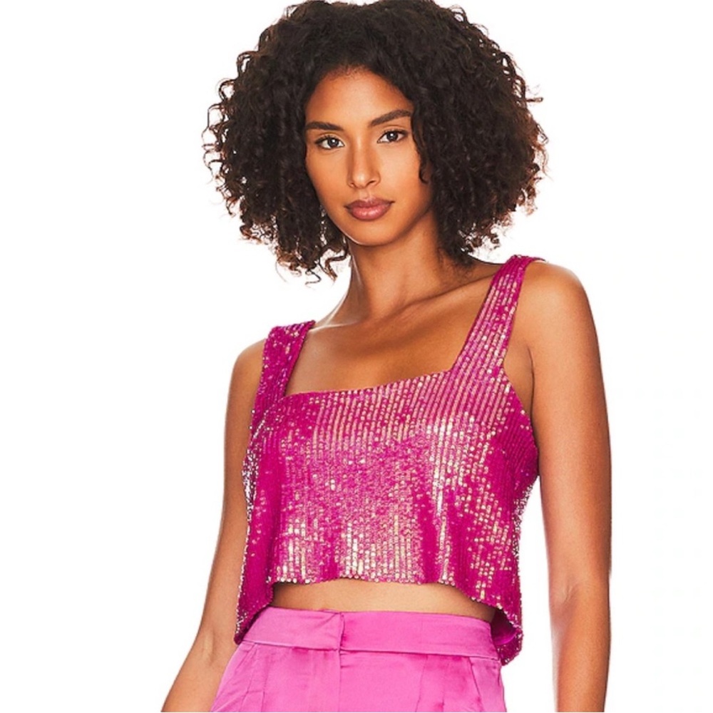 Show Me Your MuMu Hot Pink Sequin Crop Tank